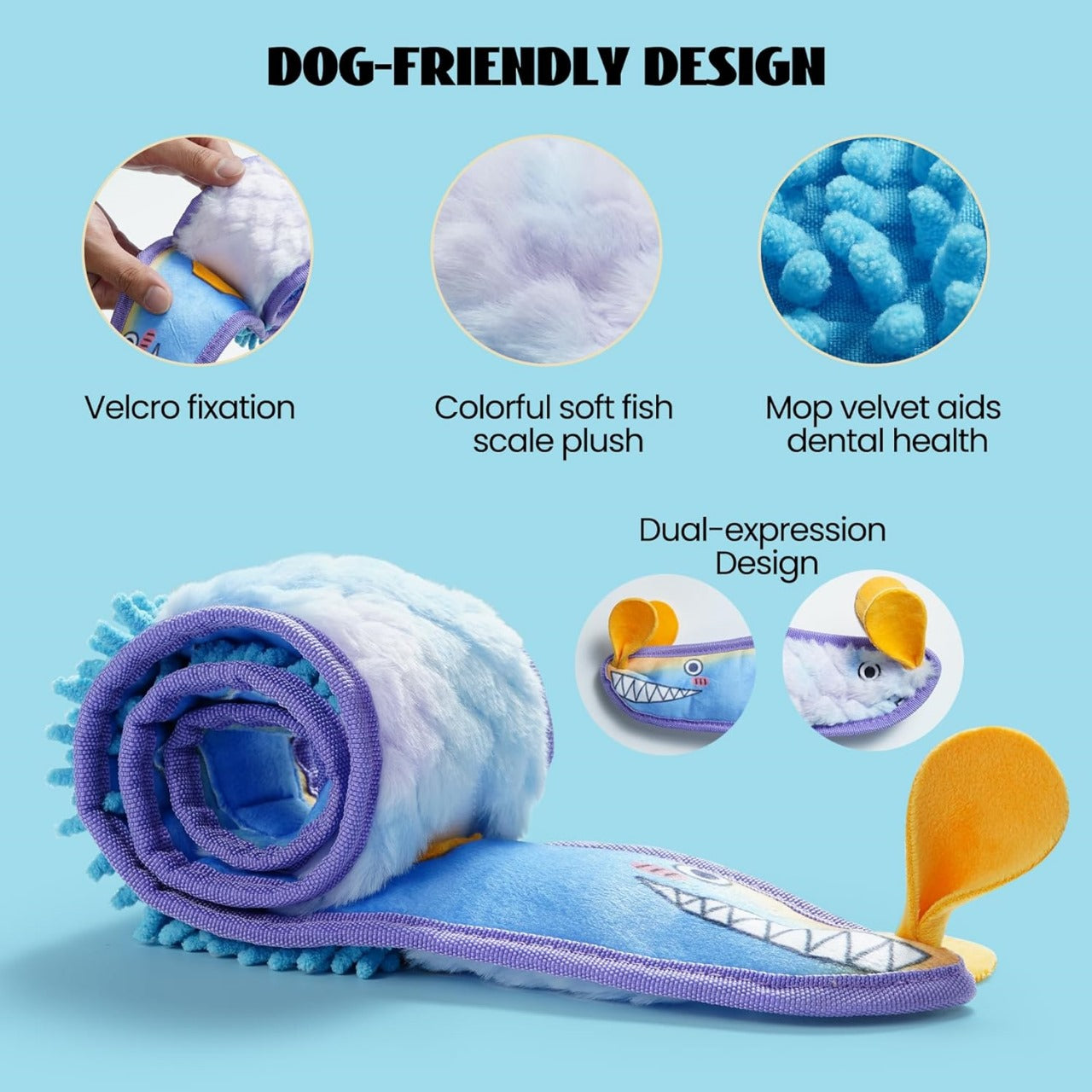 No Stuffing Eel Crinkle Dog Squeaky Toys - Durable Dog Toys for Tug of War (2pk)