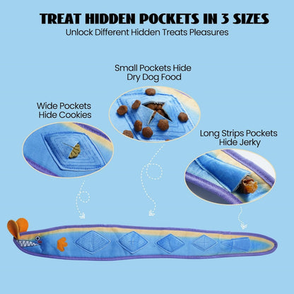 No Stuffing Eel Crinkle Dog Squeaky Toys - Durable Dog Toys for Tug of War (2pk)