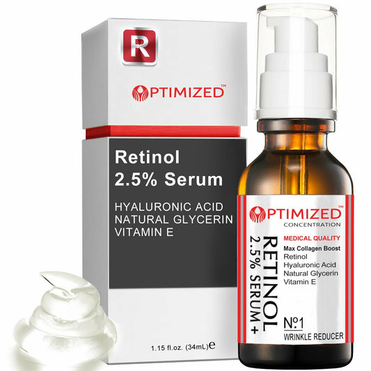 Retinol Serum 2.5% with Hyaluronic Acid, Vitamin E - Reduce Wrinkles (Pack of 2)