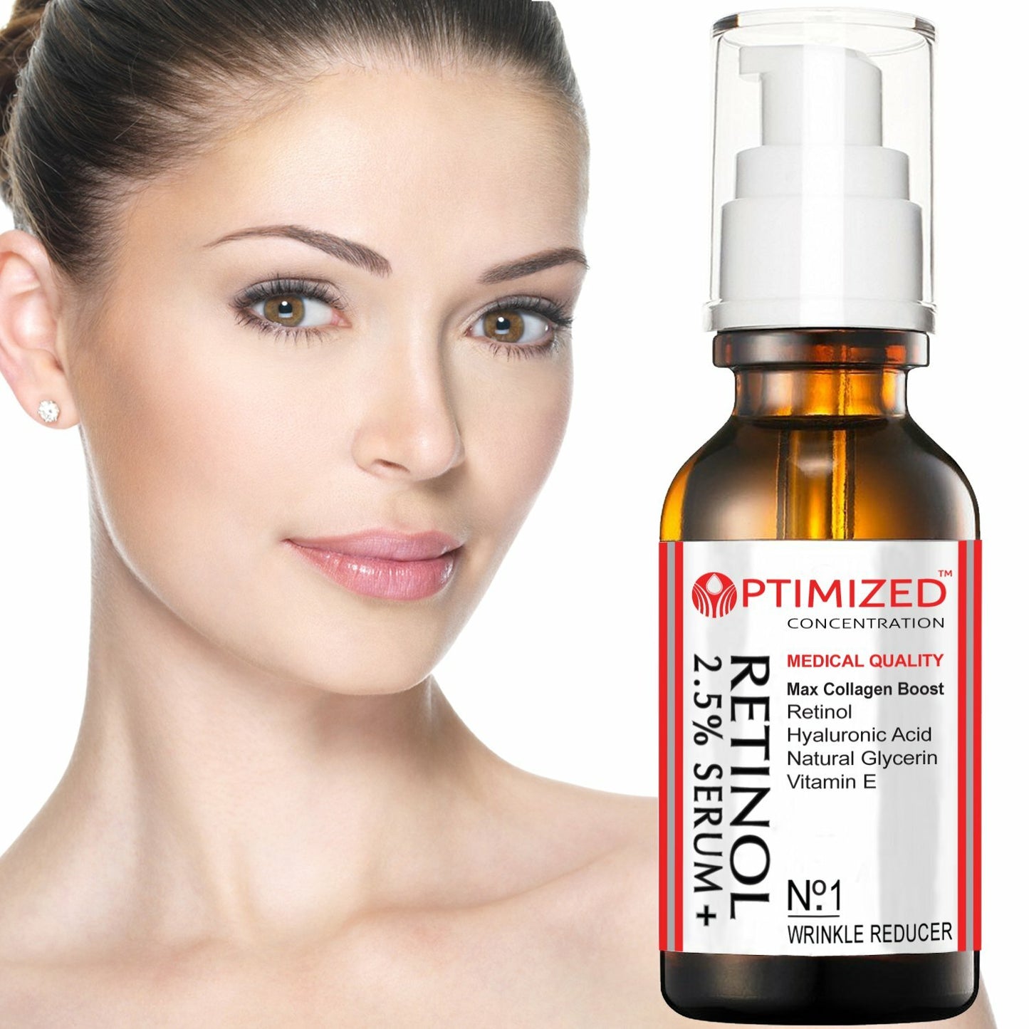 Retinol Serum 2.5% with Hyaluronic Acid, Vitamin E - Reduce Wrinkles (Pack of 2)