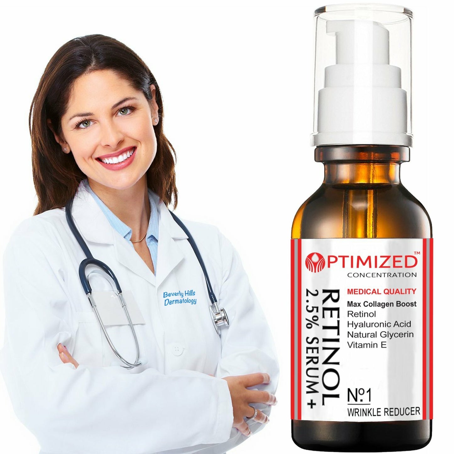 Retinol Serum 2.5% with Hyaluronic Acid, Vitamin E - Reduce Wrinkles (Pack of 2)